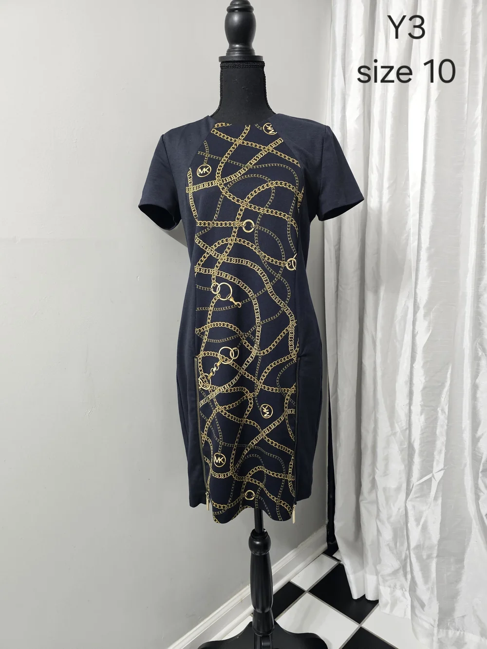Michael Kors Black Dress with Gold Chain Motif